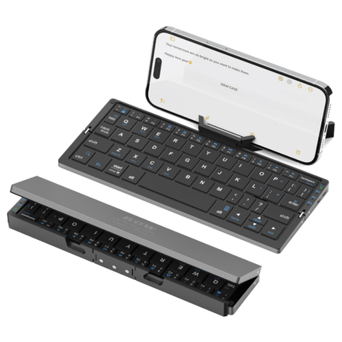 TriSync Anywhere – Foldable Bluetooth Keyboard for Work on the Go (Switch between Phone, Tablet & Laptop with one click)