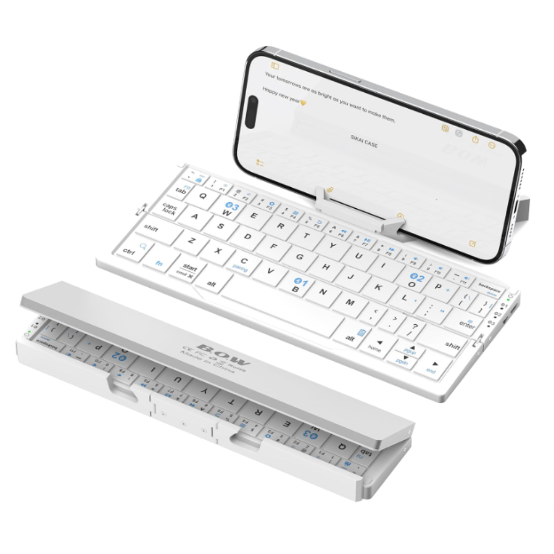 TriSync Anywhere – Foldable Bluetooth Keyboard for Work on the Go (Switch between Phone, Tablet & Laptop with one click)
